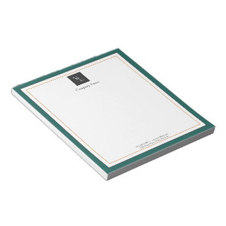 Bloc-note Or blanc vert moderne avec logo d'entreprise