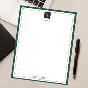 Bloc-note Or blanc vert moderne avec logo d'entreprise