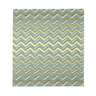 Bloc-note Or et Turquoise Motif Chevron