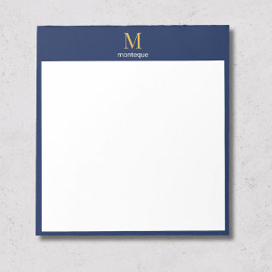 Bloc-note Or Monogramme Doré Navy Profond Nom Personnalisé L