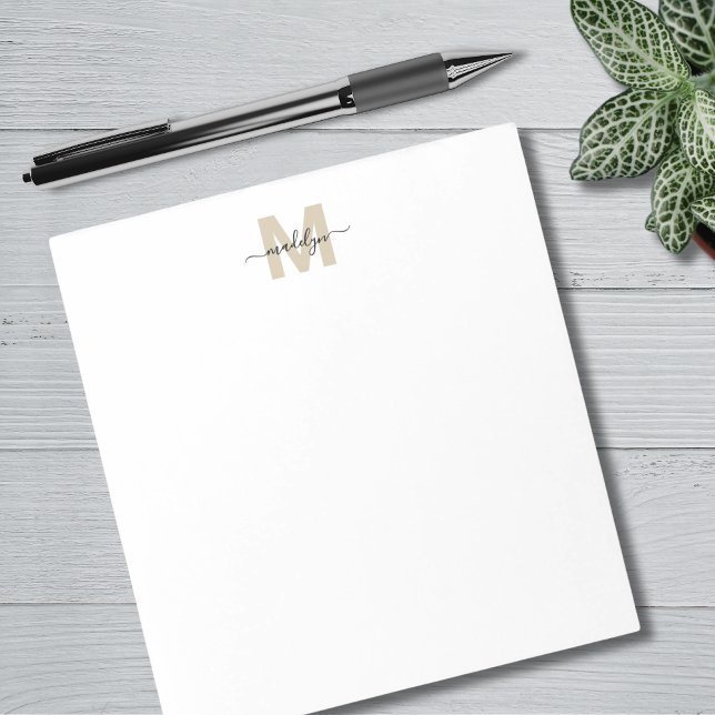 Bloc-note Or Noir Monogramme Nom Simple (Black Gold Simple Name Monogram Notepad)