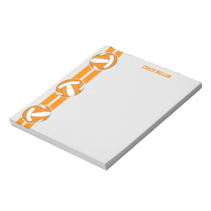 Bloc-note orange blanc équipe couleurs entraîneur de volley-