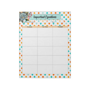 Bloc-note Orange floral n Bleu_ Équations importantes