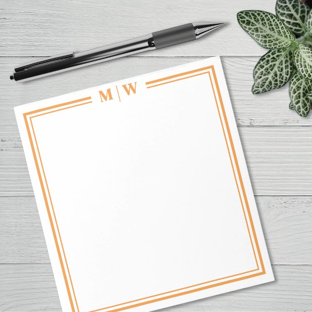 Bloc-note Orange Minimalist Monogram (Orange Minimalist Monogram Notepad)