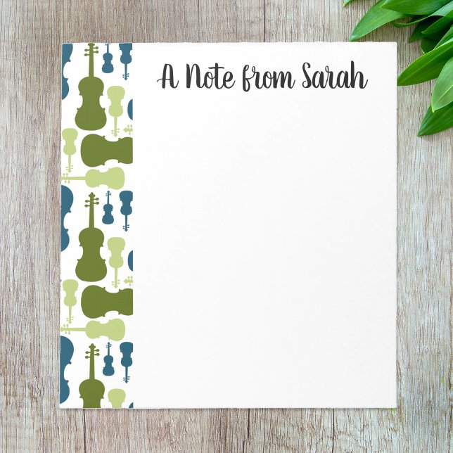 Bloc-note Orchestre cadeau de violon personnalisé Viola Play (Personalized name notepad with a violin or viola theme.)