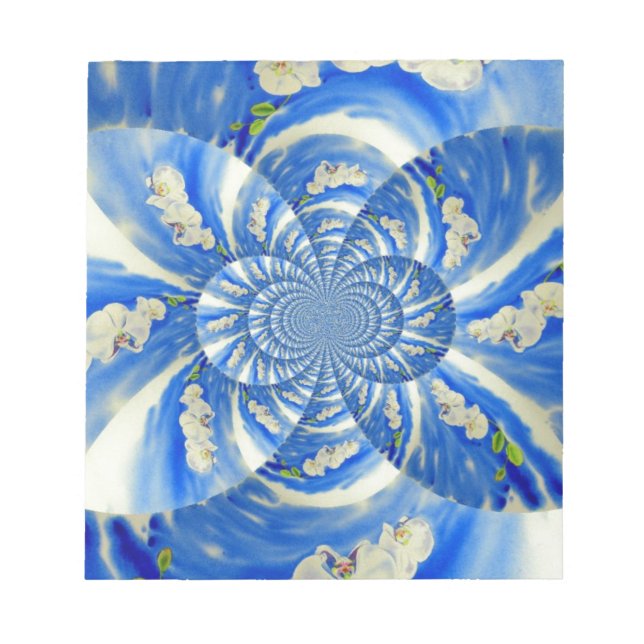 Bloc-note Orchidée aquarelle peinture, Nuages Mandala (Devant)
