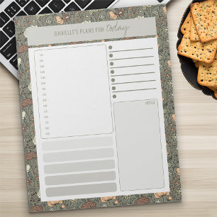 Bloc-note Organiseur quotidien botanique vintage olive Liste