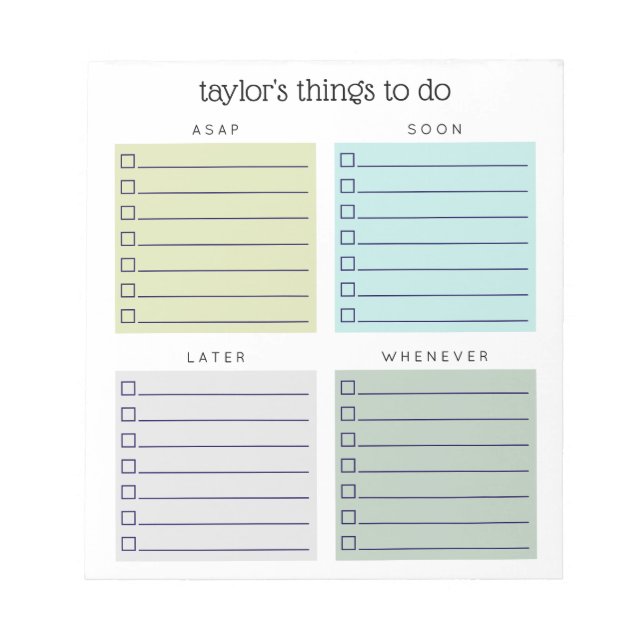 Bloc-note Organized Things to Do Blue Olive Gray (Devant)