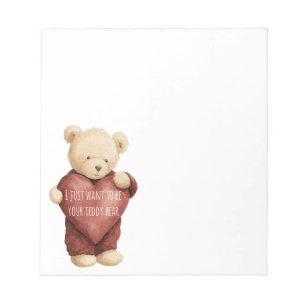 Bloc-note Ours en peluche cœur rouge