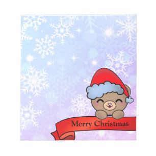 Bloc-note Ours en peluche de Noël mignon avec des flocons de