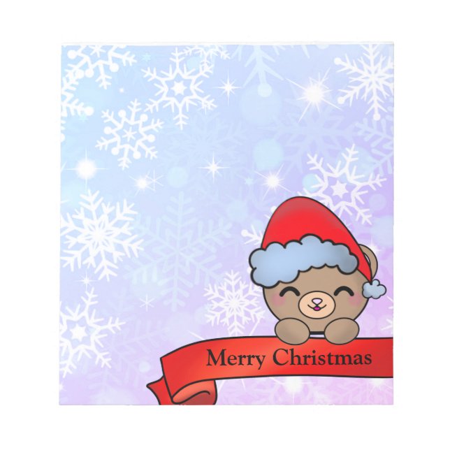 Bloc-note Ours en peluche de Noël mignon avec des flocons de (Devant)