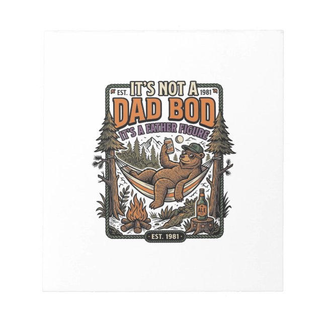 Bloc-note Ours Papa drôle de corps de camping Figure de père (Devant)