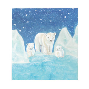 Bloc-note Ours polaires et paysage hivernal