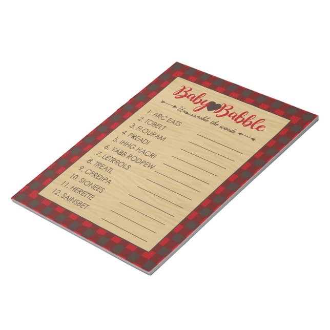Bloc-note Pack de jeu Baby shower Flannette Word (Incliné)