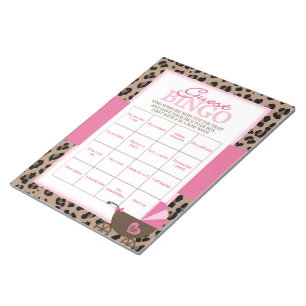 Bloc-note Pack de jeu de Baby shower de bingo Leopard et Pin