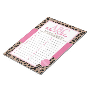 Bloc-note Pack de jeu Leopard et Pink ABC Baby Name