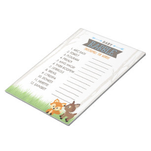 Bloc-note Pack de jeu Word Scramble Blue Woodland Baby showe