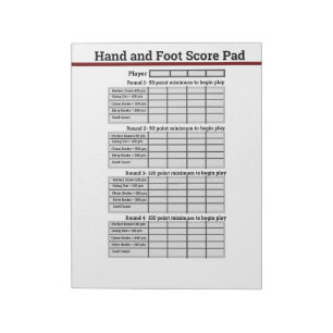 Bloc-note Pad de jeu de cartes mains et pieds