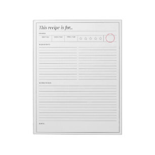 Bloc-note Page de recette avec classement étoile