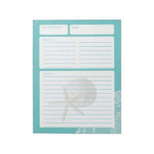 Bloc-note Page de recette Dollar de sable et dentelle Aqua