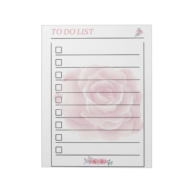 Bloc-note Page du gestionnaire de listes de Rose à faire (Tourné)