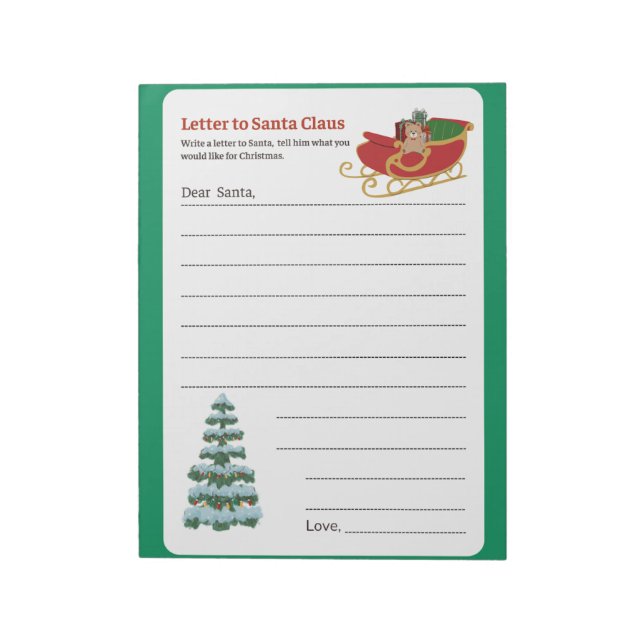 Bloc-note Page Lettres à Père Noël Holiday Activité (Tourné)