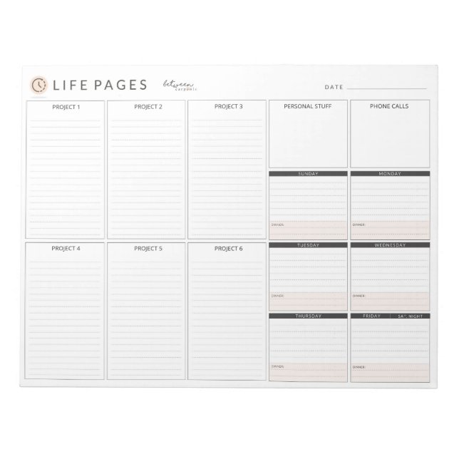 Bloc-note PAGES DE VIE Planificateur par entre les covoitura (Devant)