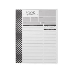 Bloc-note Pages Noir et Blanc de révision de lecture Bloc-no