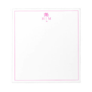 Bloc-note Palmier rose et blanc Palmier Monogramme