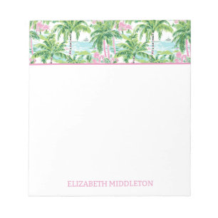 Bloc-note Palmier tropical rose pâle Personnalisé