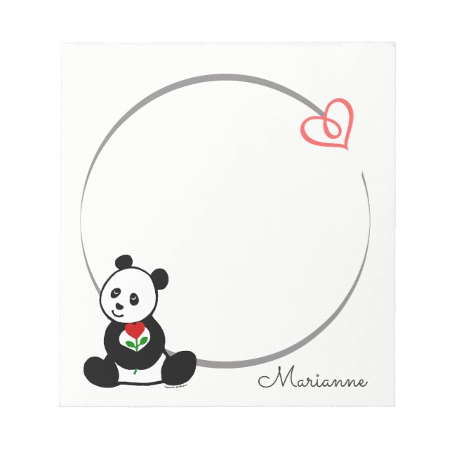 Bloc-note Panda personnalisées Ours Minuscule Pad note coeur (Devant)