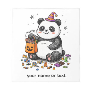 Bloc-note Panda potelé d'Halloween avec ventre de bonbons et