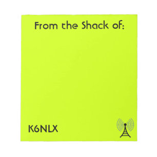 Bloc-note Panneau d'appel radio Lime Green Amateur