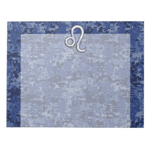 Bloc-note Panneau Leo Zodiac sur Camouflage numérique bleu