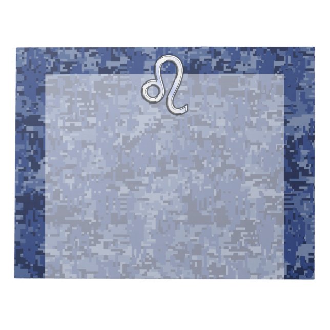 Bloc-note Panneau Leo Zodiac sur Camouflage numérique bleu (Devant)