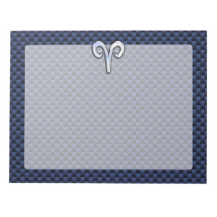 Bloc-note Panneau Zodiac Silver Aries Bleu Carbone Fibres Im