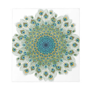 Bloc-note Paon mâle mandala coloré