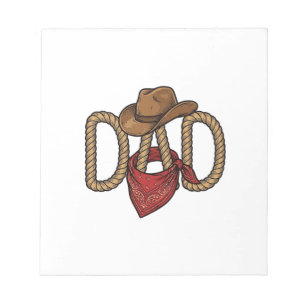Bloc-note Papa Cowboy Corda Chapeau Bandana Gravure Vintage 