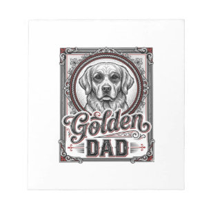 Bloc-note Papa Golden Retriever Dessin de gravure vintage_1
