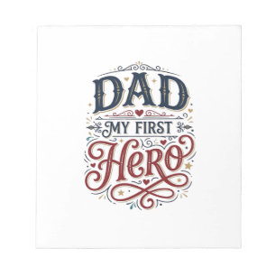 Bloc-note Papa Mon Premier Héros Chemise Vintage Typographie
