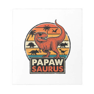 Bloc-note Papawsaurus Rétro Dinosaure Coucher de Soleil Vect