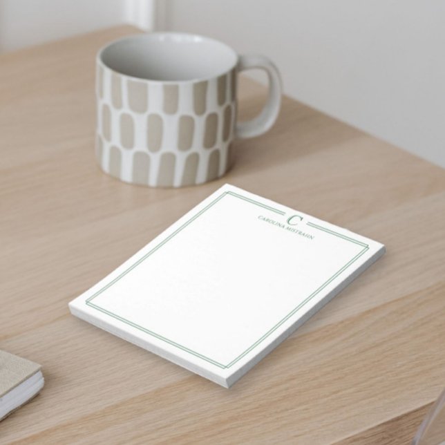 Bloc-note Papeterie à bordure vert foncé Monogram Profession (Créateur téléchargé)