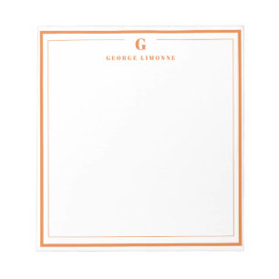 Bloc-note Papeterie à monogramme personnalisé avec bordure o
