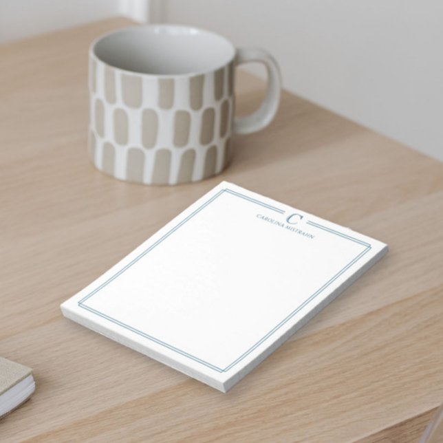 Bloc-note Papeterie de luxe à bordure bleu marine avec monog (Créateur téléchargé)