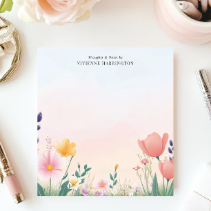 Bloc-note Papeterie personnalisée de fleurs sauvages aquarel