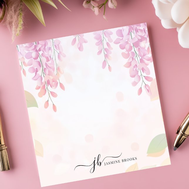 Bloc-note Papeterie Personnalisée Fleurie Aquarelle Wisteria (Créateur téléchargé)