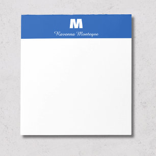 Bloc-note Papier à Lettre Monogramme Personnalisé Bleu Cobal