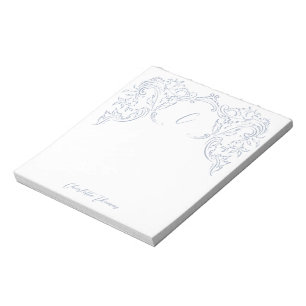 Bloc-note Papier à lettres bleu Dusty Vintage Flourissant