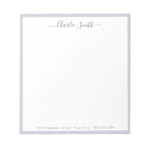 Bloc-note Papier à lettres personnalisé avec bordure grise d