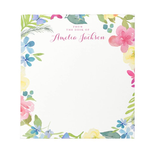 Bloc-note Papier à lettres personnalisé Plutôt rose Floral (Devant)